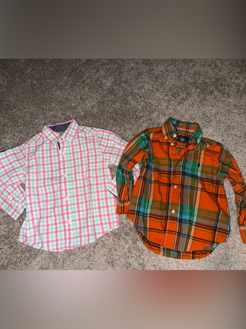 Polo by Ralph Lauren Kids Plaid Button-Down Shirts - Orange & Pink